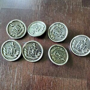 Lot 7 Vintage Silvertone Lion Griffin Shield Metal Buttons Military? Blazer Coat